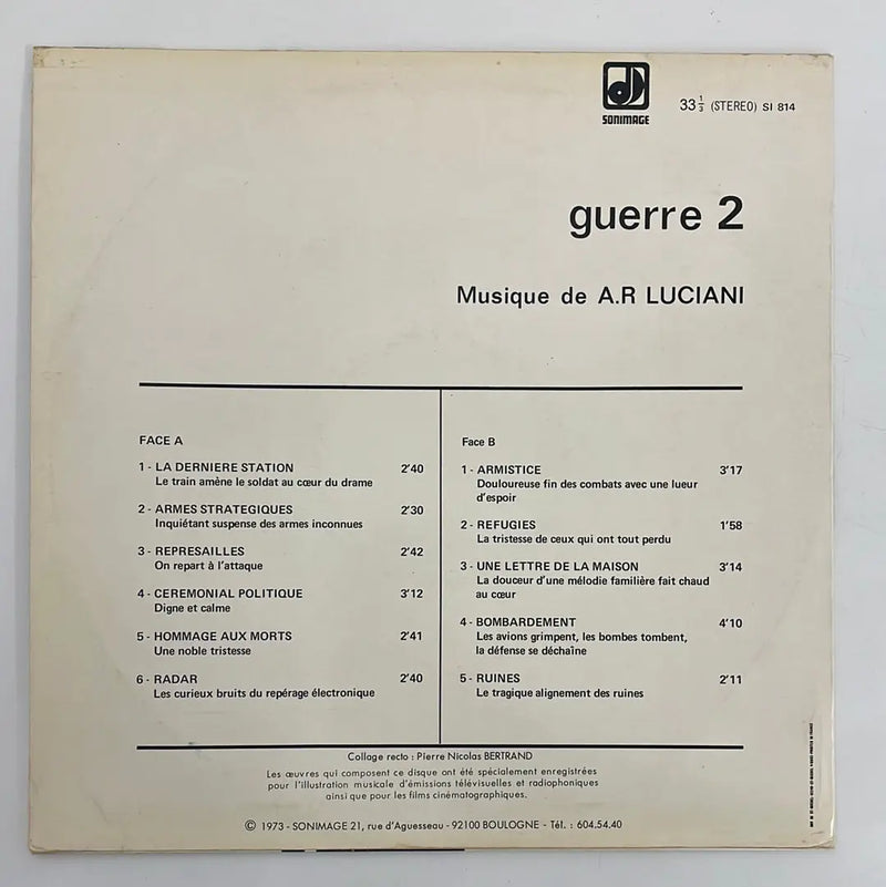A.R. Luciani - Guerre 2 - Sonimage FR 1973 1st press VG+/VG+
