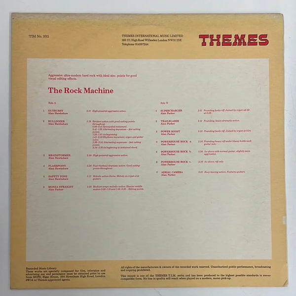 Alan Hawkshaw/Alan Parker - The Rock Machine - Themes International UK 1973 1st press NM/VG+