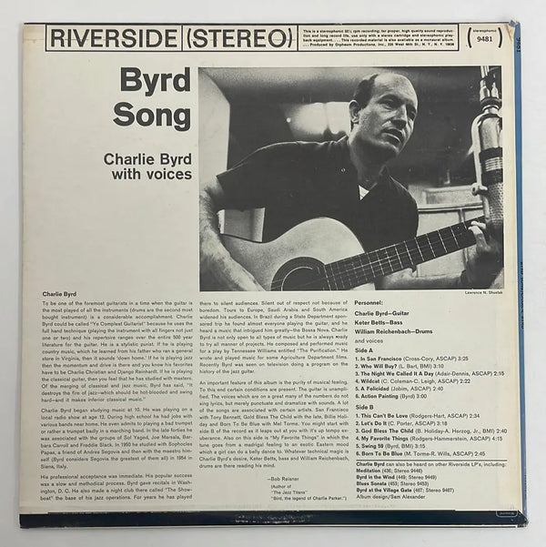 Charlie Byrd - Byrd song - Riverside US 1966 1st press NM/VG+