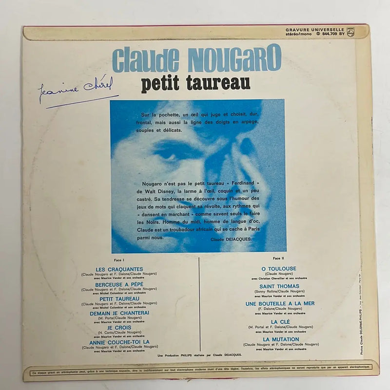 Claude Nougaro - Petit Taureau - Philips FR 1967 1st press VG+/VG