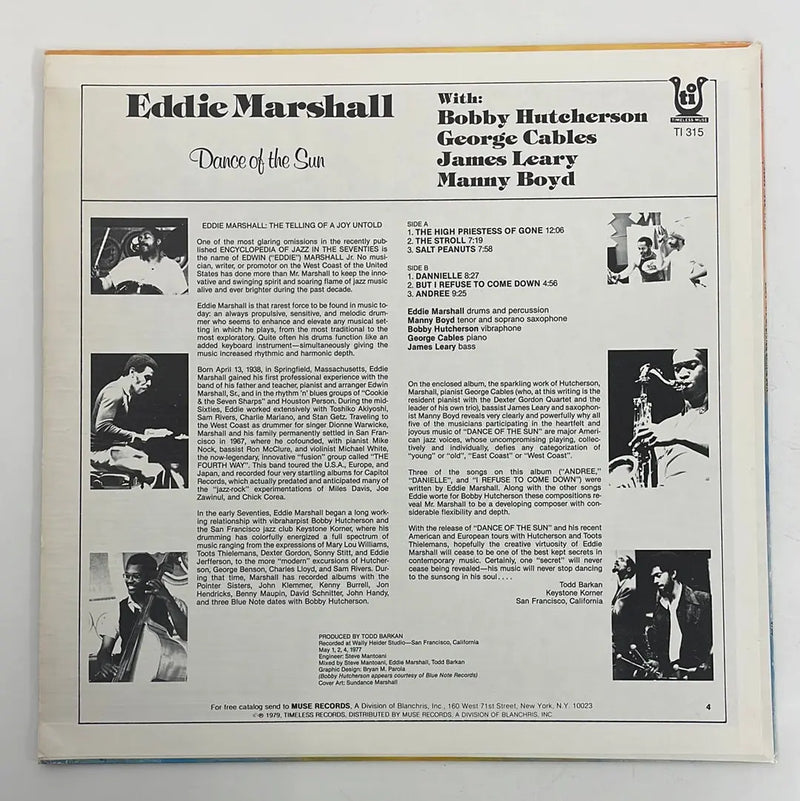 Eddie Marshall - Dance of the sun - Timeless Muse US 1978 1st press NM/VG+