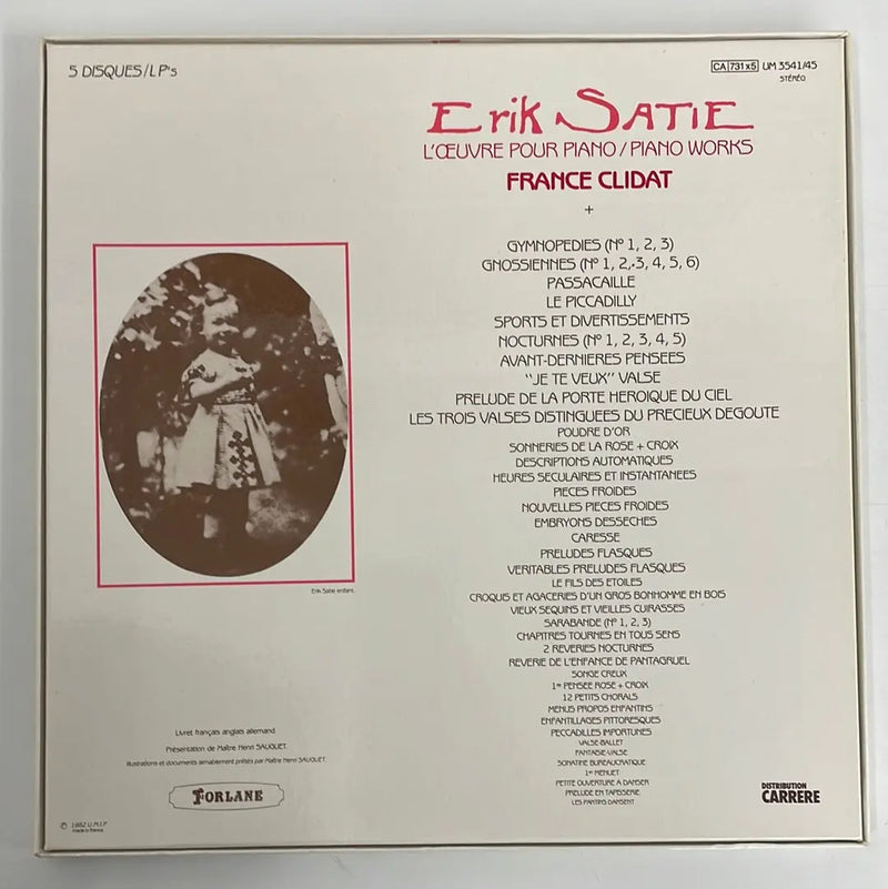 Eric Satie/France Clidat - L'oeuvre pour piano/piano works - Forlane NL 1982 1st press NM/NM