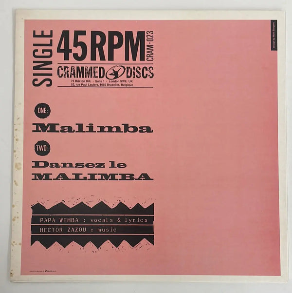 Hector Zazou/Papa Wemba - Malimba - Crammed Discs BE 1983 1st press VG+/NM