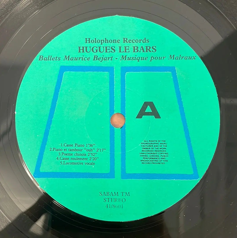 Hugues Le Bars - Musique pour Malraux - European Holophone System BE 1987 1st press NM/VG+