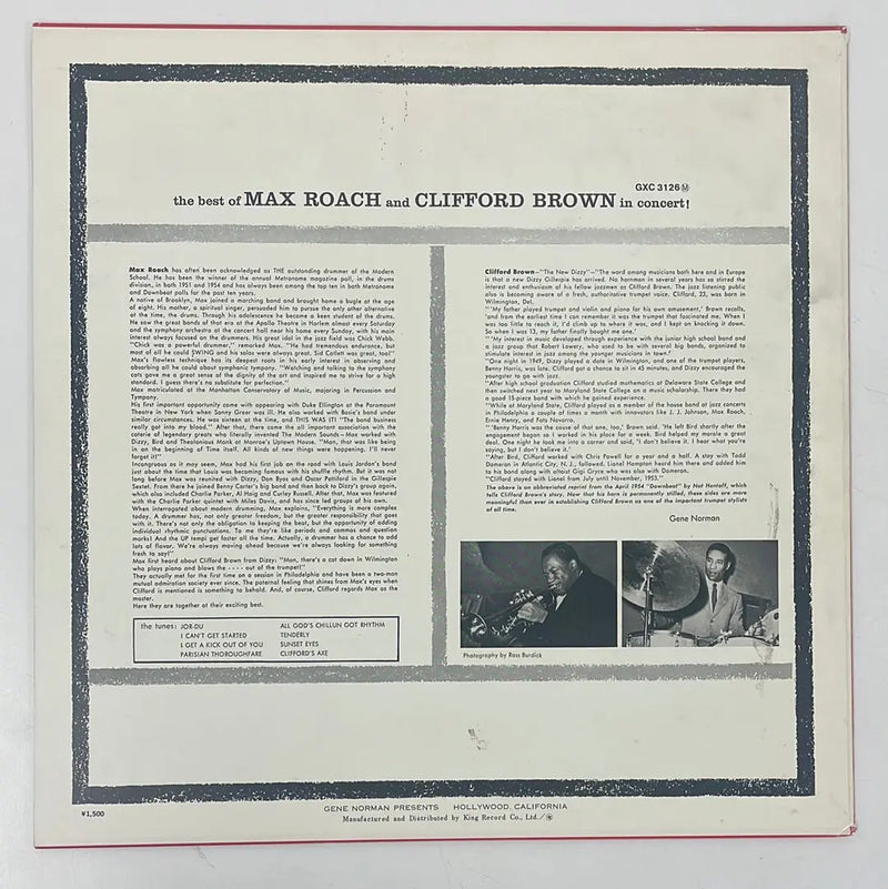 Max Roach and Clifford Brown - The best of in concert - GNP Crescendo JP 1976 NM/VG+