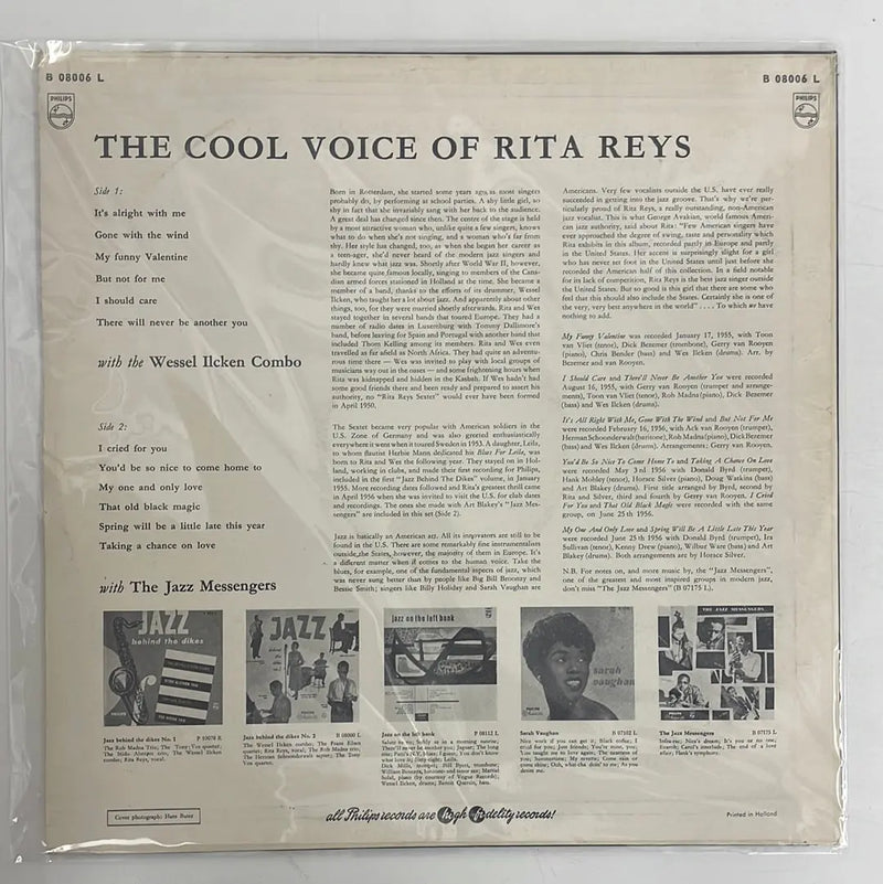 Rita Reys - The cool voice of Rita Reys - Philips NL 1957 NM/NM