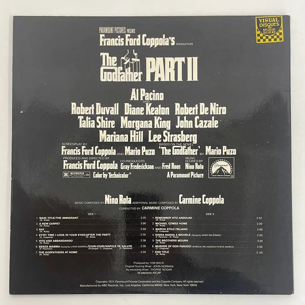 Nino Rota - The Godfather part II o.s.t. - ABC Records BE 1975 1 st press VG+/VG+