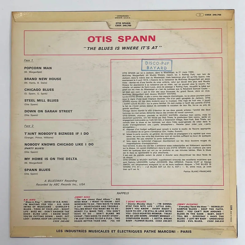 Otis Spann - The blues is where it's at - Stateside FR 1968 NM/VG+