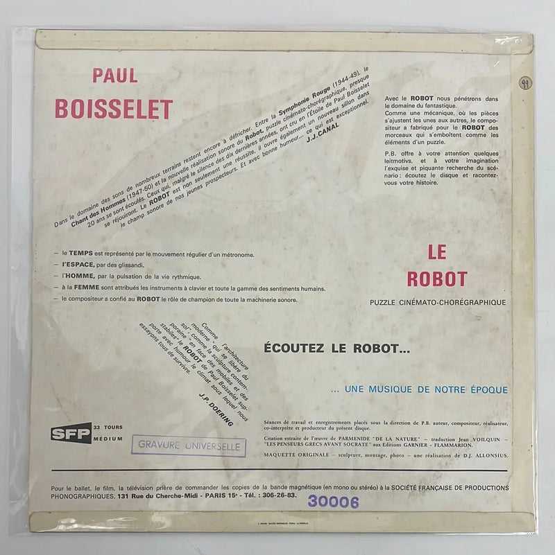 Paul Boisselet - Le Robot - SFP FR mid 60's VG+/VG+