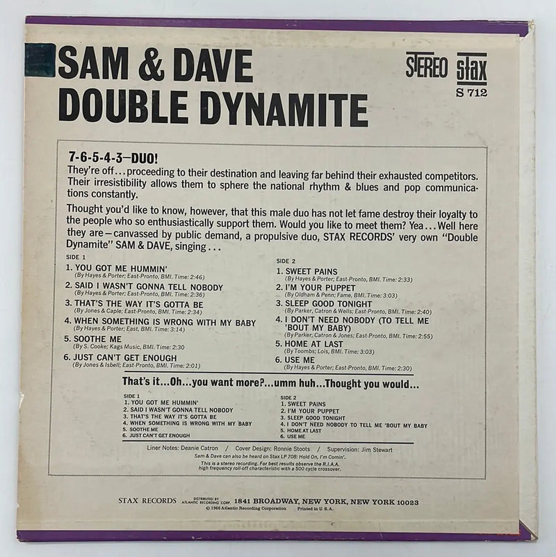 Sam & Dave - Double Dynamite - Stax US 1966 1st press VG+/VG+
