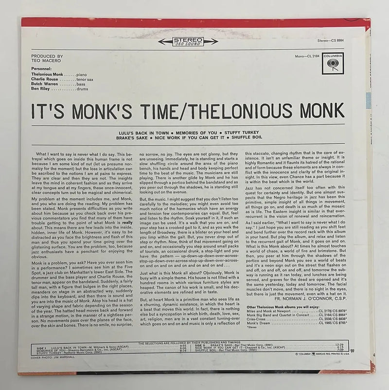 Thelonious Monk - It's Monk's time - Columbia US early 70's NM/VG+