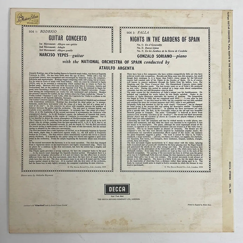 Manuel de Falla - Nights in the gardens of Spain - Decca UK 60's NM/VG+