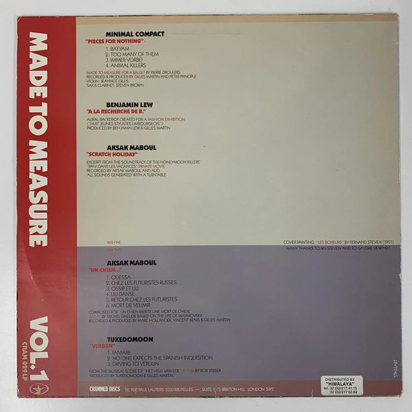 Minimal Compact / Benjamin Lew / Aksak Maboul / Tuxedomoon "Made to Measure Vol. 1" (Crammed Discs, Belgium, 1984) NM/VG+
