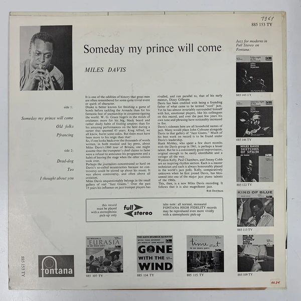 Miles Davis Sextet "Someday My Prince Will Come" (Columbia, US, 1961) NM/VG+