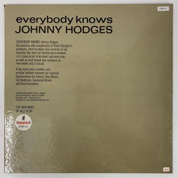 Johnny Hodges "Everybody Knows" (Impulse!, US, 1964) NM/VG+