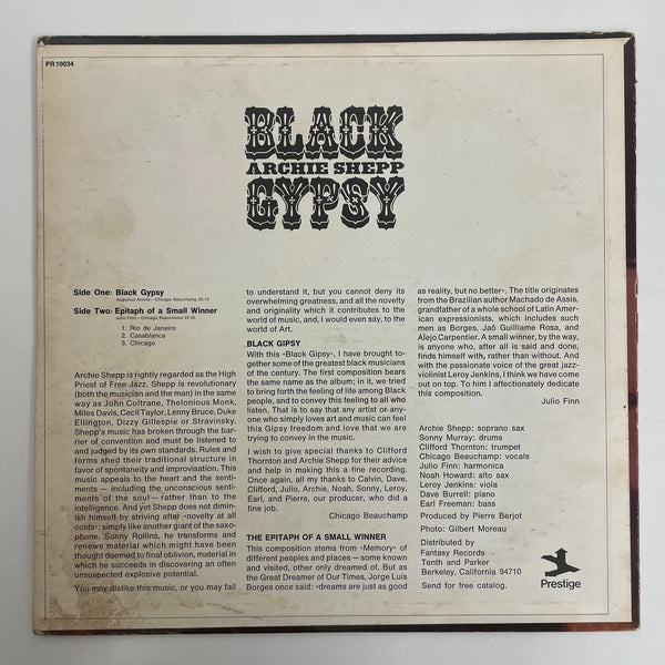 Archie Shepp - Black Gypsy - Prestige US 1972 VG+/VG+