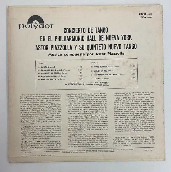 Astor Piazzolla - Concierto de Tango - Polydor ARG 1965 1st press VG+/VG+