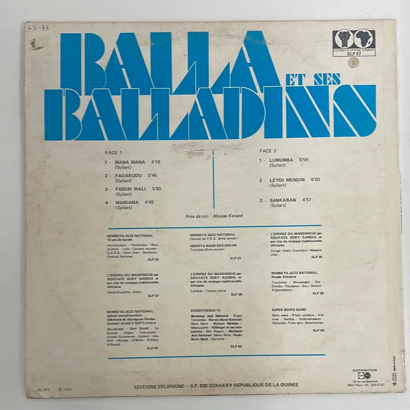 Balla et ses Balladins - Editions Syliphone Conakry FR 1974 1st press VG/VG