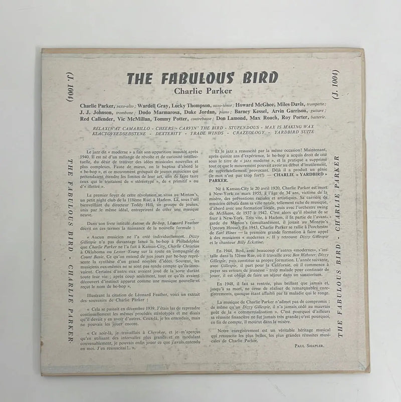 Charlie Parker - The Fabulous Bird - Guilde du Jazz FR 1955 1st press VG+/VG+