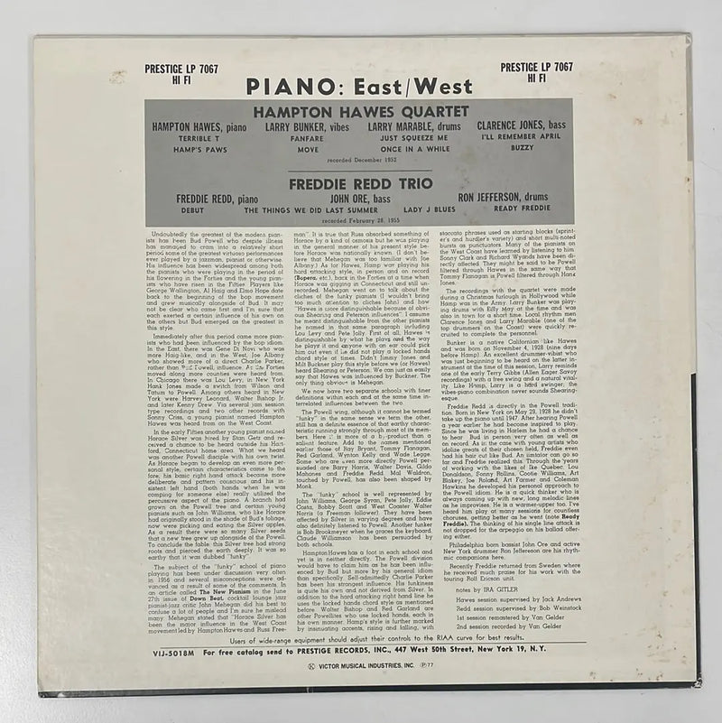 Freddie Redd/Hampton Hawes - Piano East/West - Pratige JP 1977 NM/NM