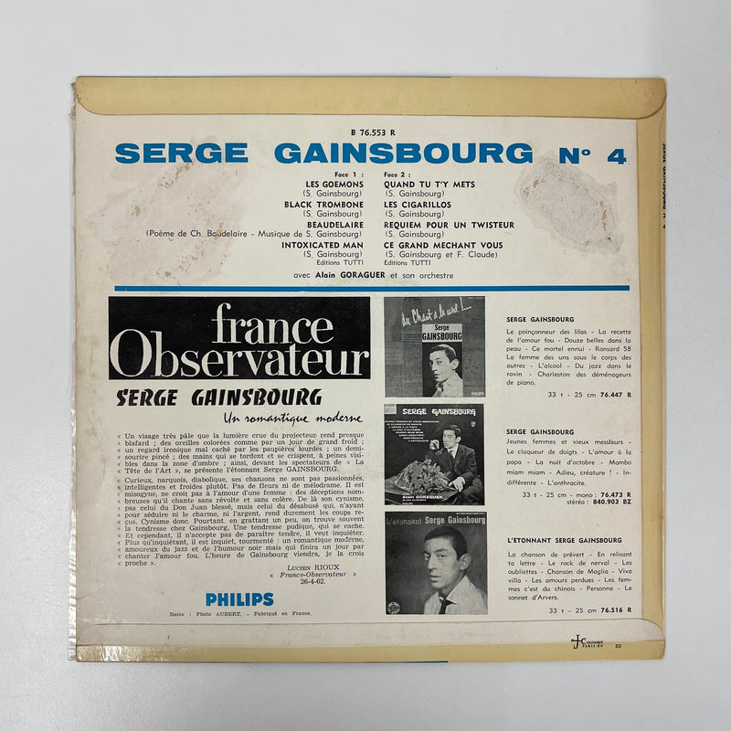 Serge Gainsbourg - n°4 - Philips FR 1962 1st press VG/VG+ Vinyl - SEYMOUR KASSEL RECORDS