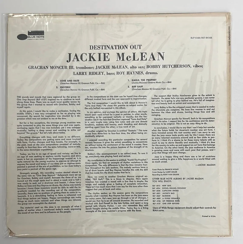 Jackie McLean - Destination... Out! - Blue Note US 1973 NM/VG+
