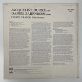 Jacqueline Du Pré and Daniel Barenboim - Chopin/Franck cello sonatas - His Master's Voice UK 1973 1st press NM/NM - SEYMOUR KASSEL RECORDS 