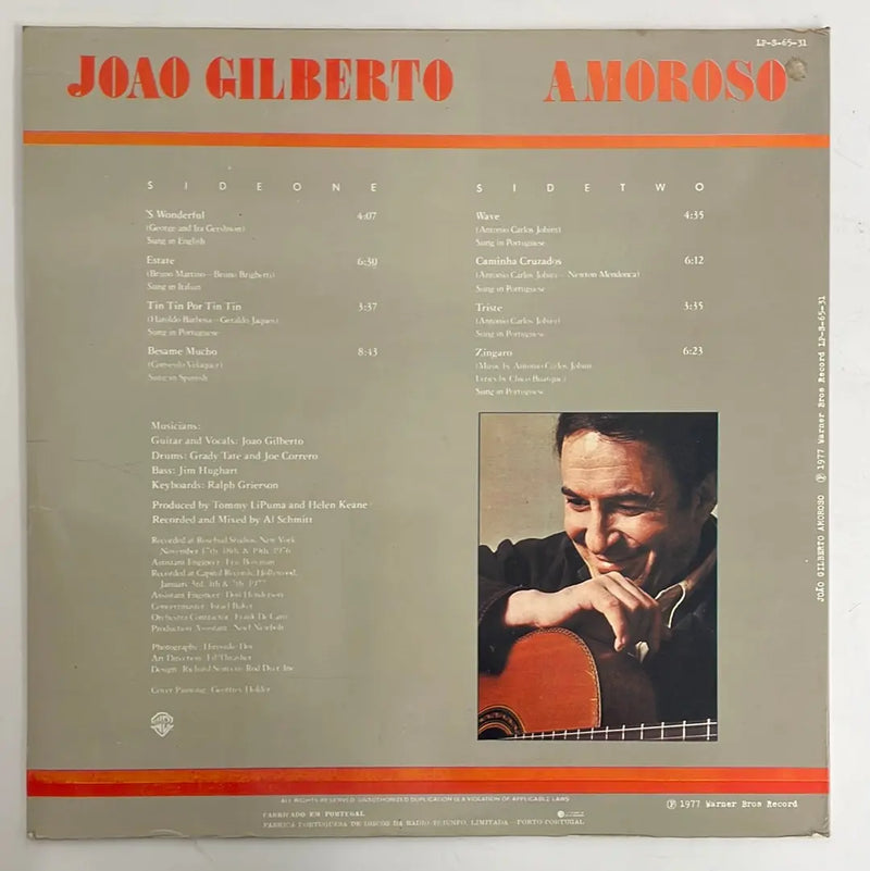 João Gilberto - Amoroso - Warner PT 1977 1st press VG+/VG+