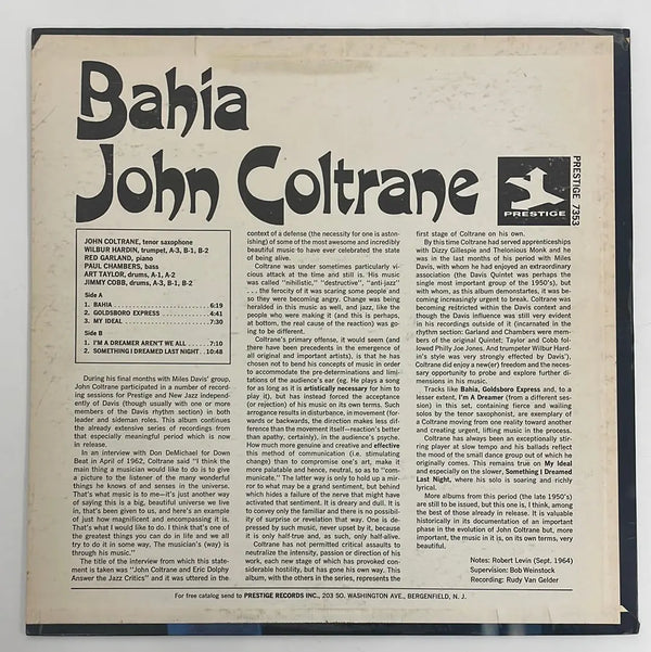 John Coltrane - Bahia - Prestige US 1965 1st press NM/VG+