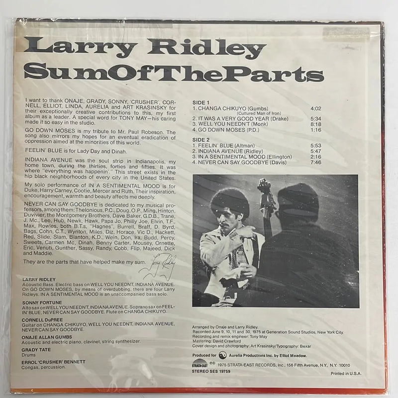 Larry Ridley - SumOfTheParts - Strata-East US 1975 1st press VG/VG