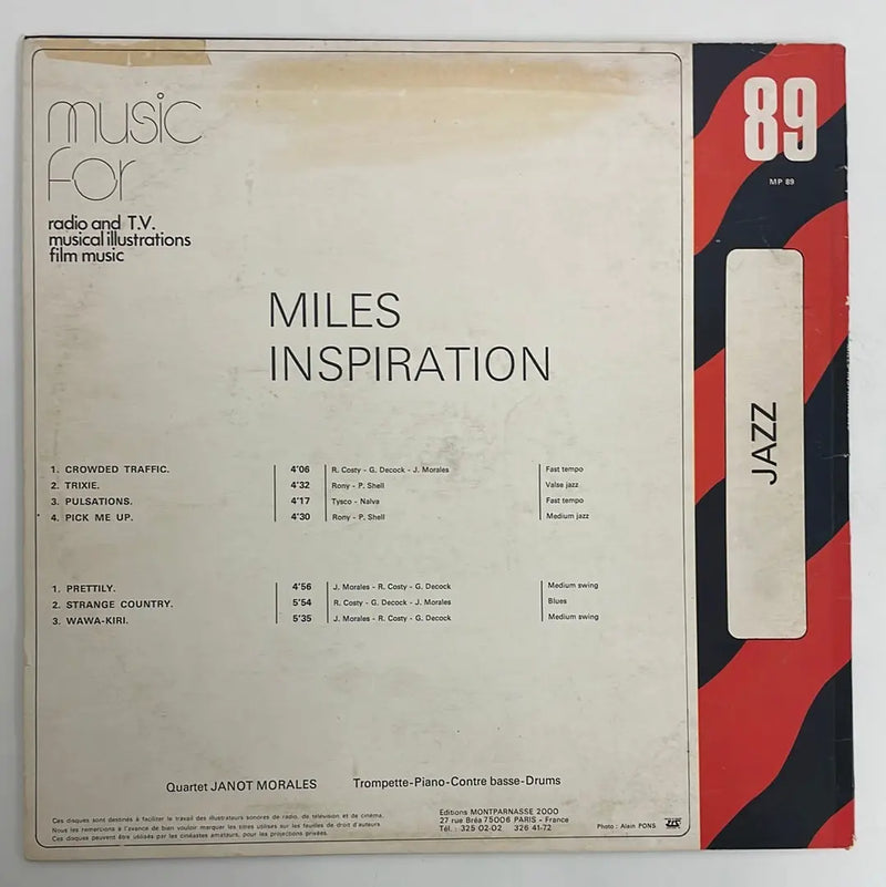 Quartet Janot Morales - Miles Inspirations - Montparnasse FR mid 70's VG+/VG+