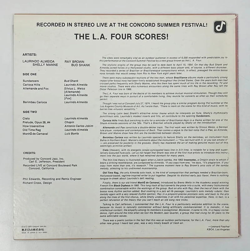 The L.A. Four - The L.A. Four scores! - Concord Jazz JP 1975 1st press NM/NM