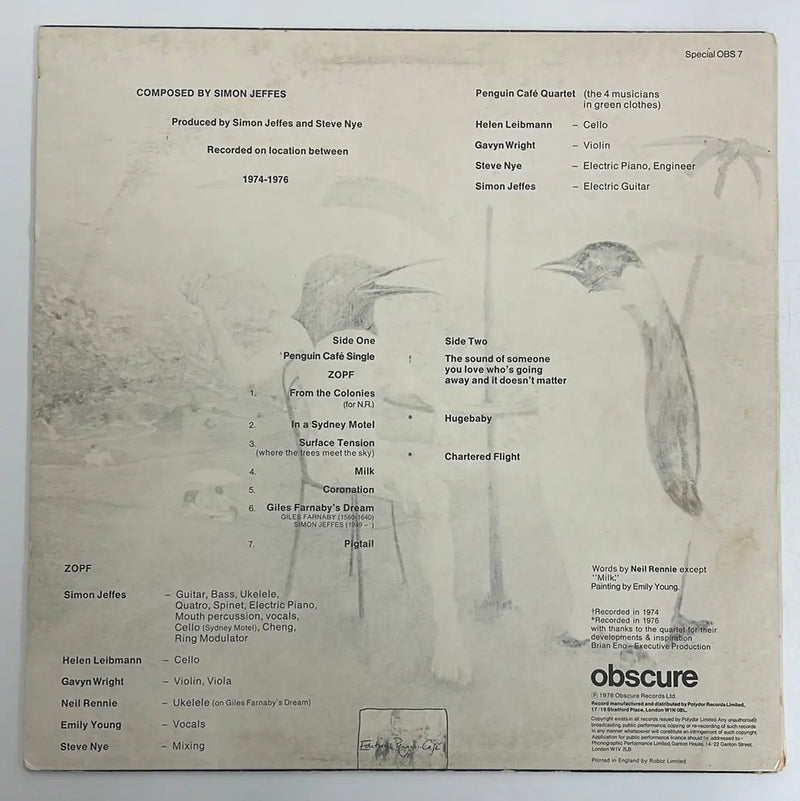 The Penguin Café Orchestra - Music from the Penguin Café - Obscure UK 1978 NM/VG+